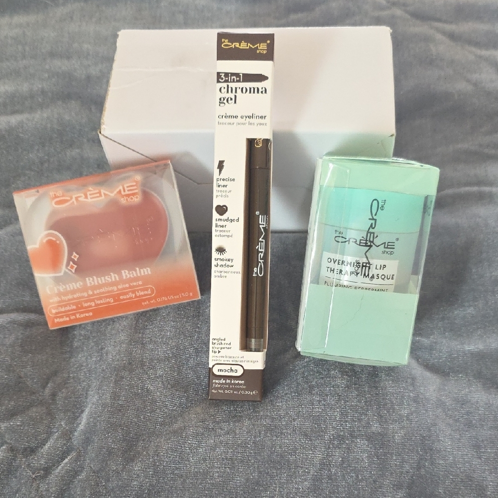 THE CREME SHOP Blush Balm, 3 In 1 Chroma Gel  Eyeliner, Overnight Lip Masque
